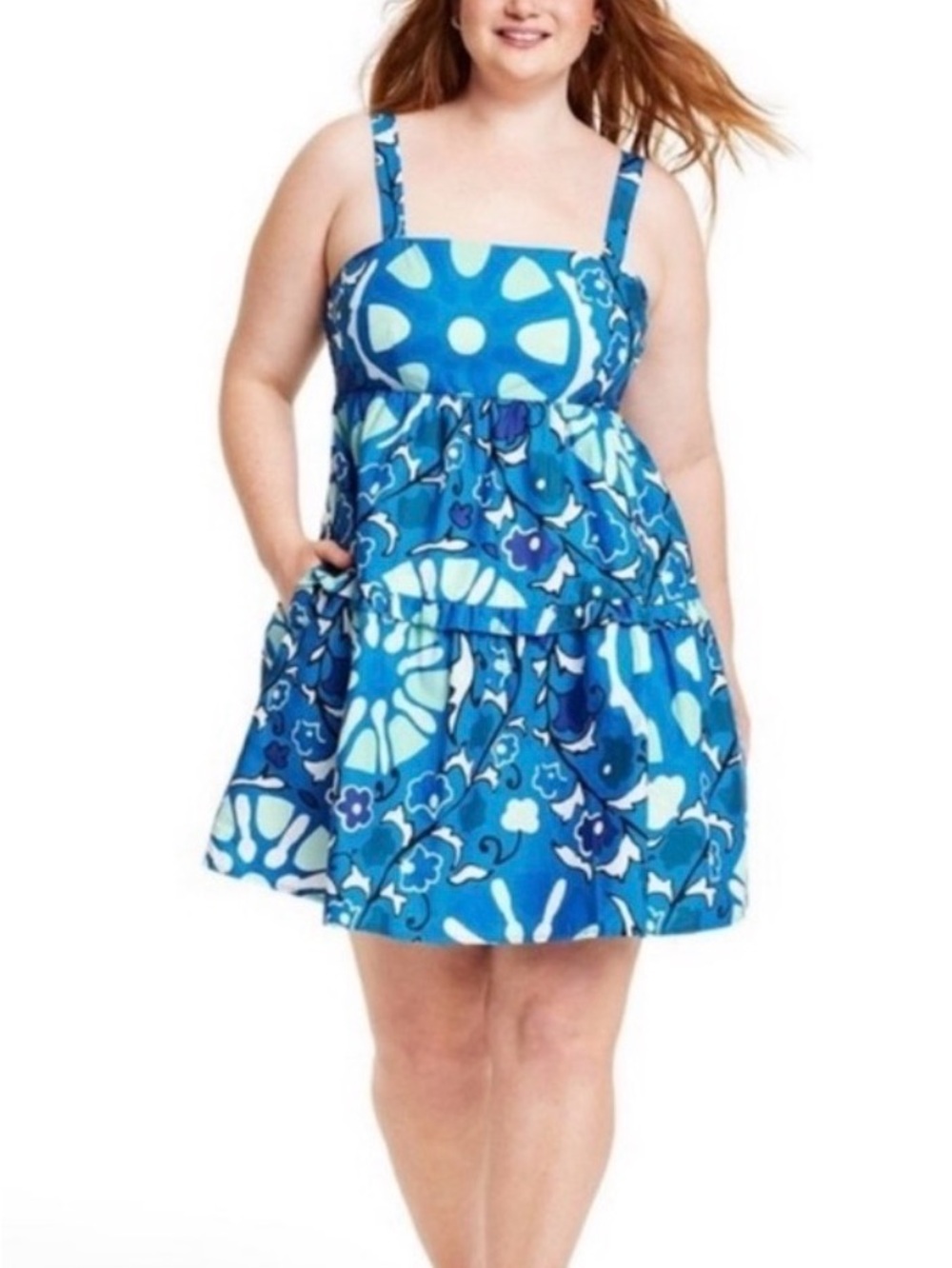 RHODE Blue Floral Smocked Dress with Adjustable Straps
